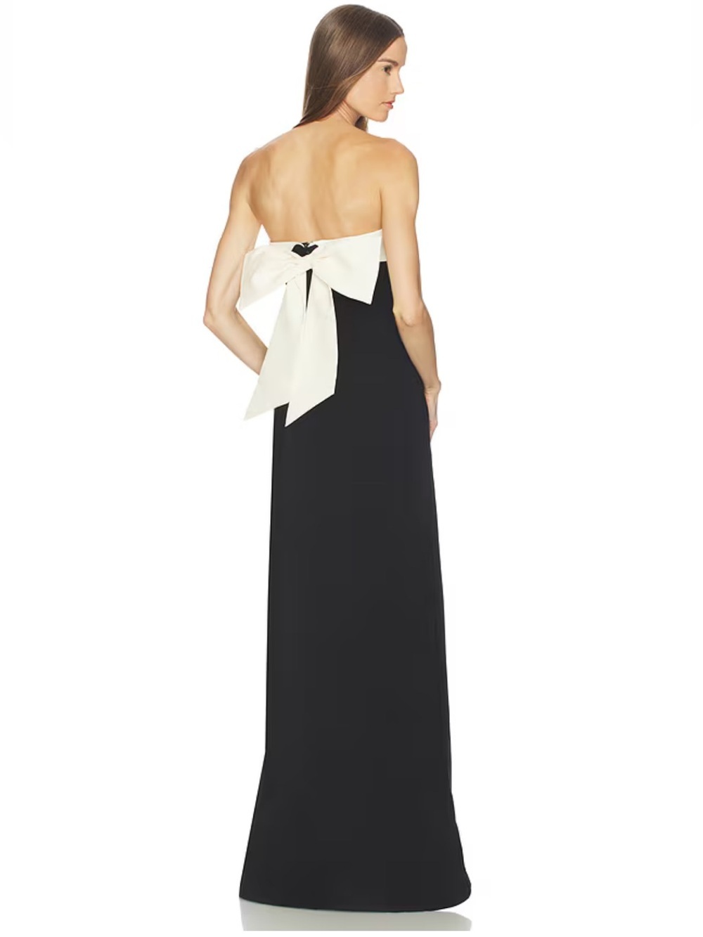 Camila Coelho Lya Gown Black Ivory Strapless maxi dress bow Revolve NWT M